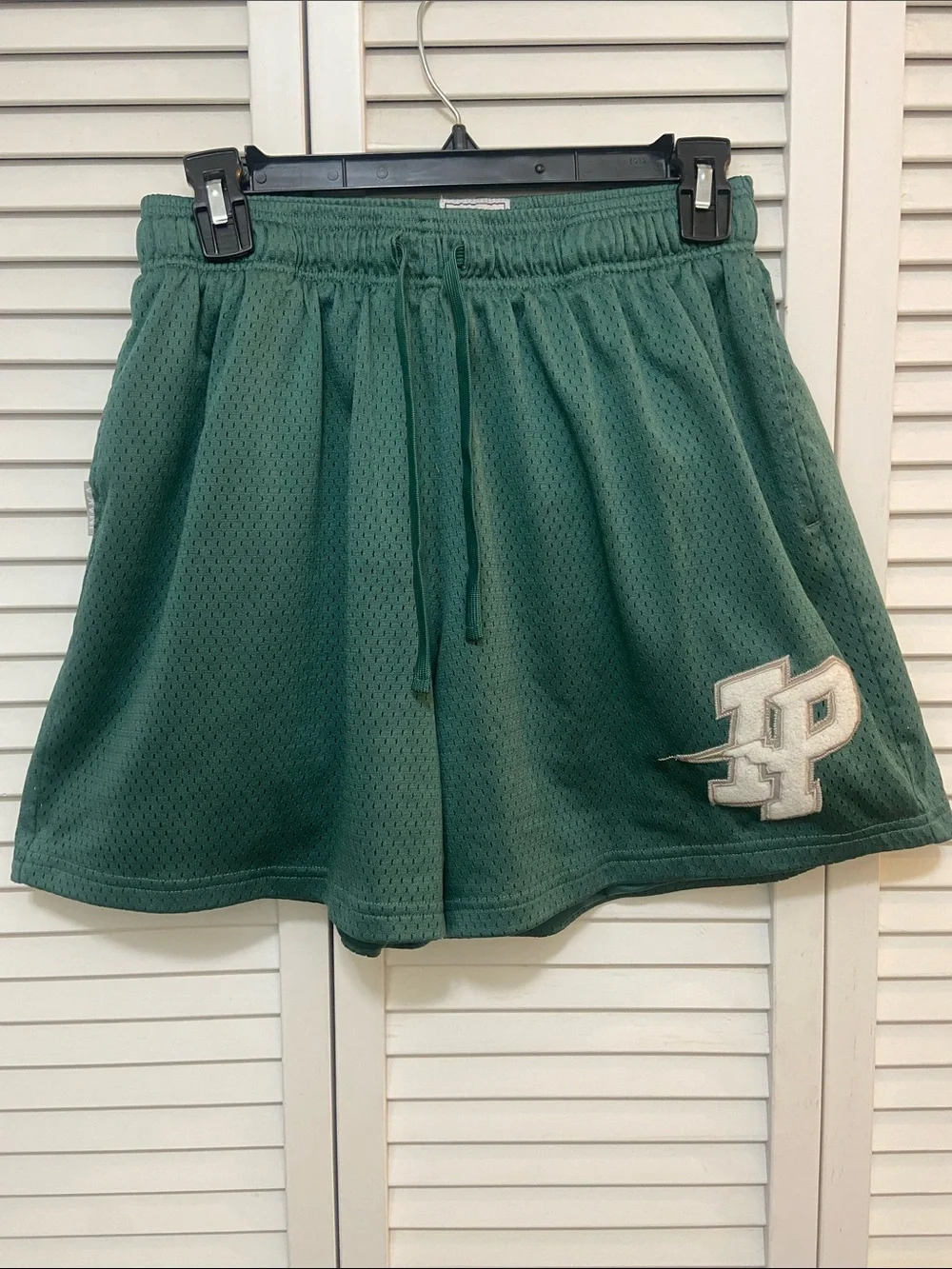 Inaka Power Green Mesh Athletic Shorts with Logo Patch - Picture 2 of 7